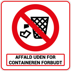 Affald uden for containeren forbudt 001-Sticker