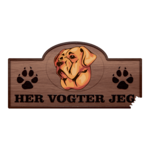 Her vogter jeg - Broholmer. Klistermærke med tryk. Printet på vandfast selvklæbende PVC-folie fra stickers.dk