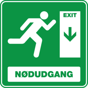 Nødudgang Ned 001-Sticker