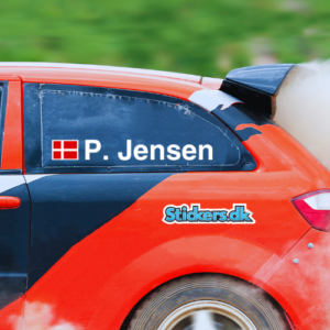 Rallynavn med flag til din rally bil fra stickers.dk
