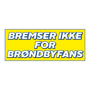 Bremser ikke for Brøndbyfans klistermærke. Bumper sticker. Klistermærke med tryk. Printet på vandfast selvklæbende PVC-folie fra stickers.dk