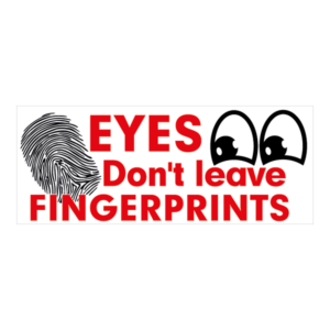 Eyes dont leave fingerprints klistermærke. Bumper sticker. Klistermærke med tryk. Printet på vandfast selvklæbende PVC-folie fra stickers.dk