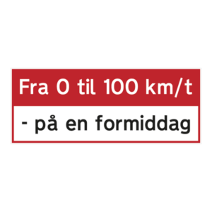 Fra 0 til 100 på en formiddag klistermærke. Bumper sticker. Klistermærke med tryk. Printet på vandfast selvklæbende PVC-folie fra stickers.dk