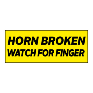 Horn broken klistermærke. Bumper sticker. Klistermærke med tryk. Printet på vandfast selvklæbende PVC-folie fra stickers.dk
