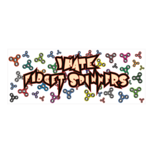 Hate fidget spinners klistermærke. Bumper sticker. Klistermærke med tryk. Printet på vandfast selvklæbende PVC-folie fra stickers.dk