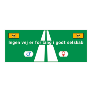 Ingen vej er lang klistermærke. Bumper sticker. Klistermærke med tryk. Printet på vandfast selvklæbende PVC-folie fra stickers.dk