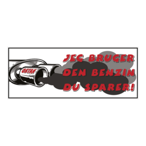 Jeg bruger den benzin du sparer klistermærke. Bumper sticker. Klistermærke med tryk. Printet på vandfast selvklæbende PVC-folie fra stickers.dk