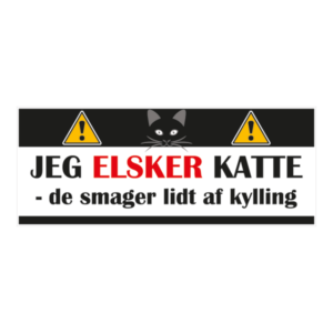 Elsker katte klistermærke. Bumper sticker. Klistermærke med tryk. Printet på vandfast selvklæbende PVC-folie fra stickers.dk