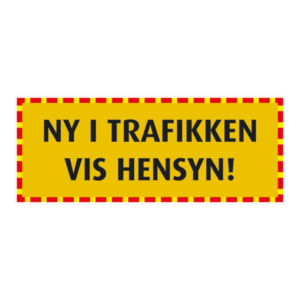Ny i trafikken klistermærke. Bumper sticker. Klistermærke med tryk. Printet på vandfast selvklæbende PVC-folie fra stickers.dk