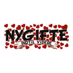 Nygifte klistermærke. Bumper sticker. Klistermærke med tryk. Printet på vandfast selvklæbende PVC-folie fra stickers.dk