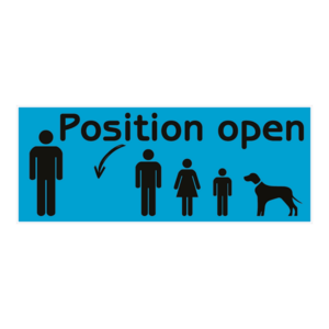 Position open klistermærke. Bumper sticker. Klistermærke med tryk. Printet på vandfast selvklæbende PVC-folie fra stickers.dk