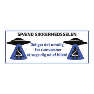 Bumper sticker. Spænd sikkerhedsselen. Klistermærke med tryk. Printet på vandfast selvklæbende PVC-folie fra stickers.dk