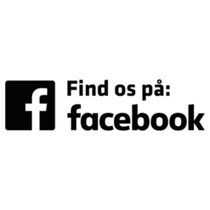 Udskåret klistermærke uden baggrund til fx dør eller skilt med teksten: Find os på FACEBOOK